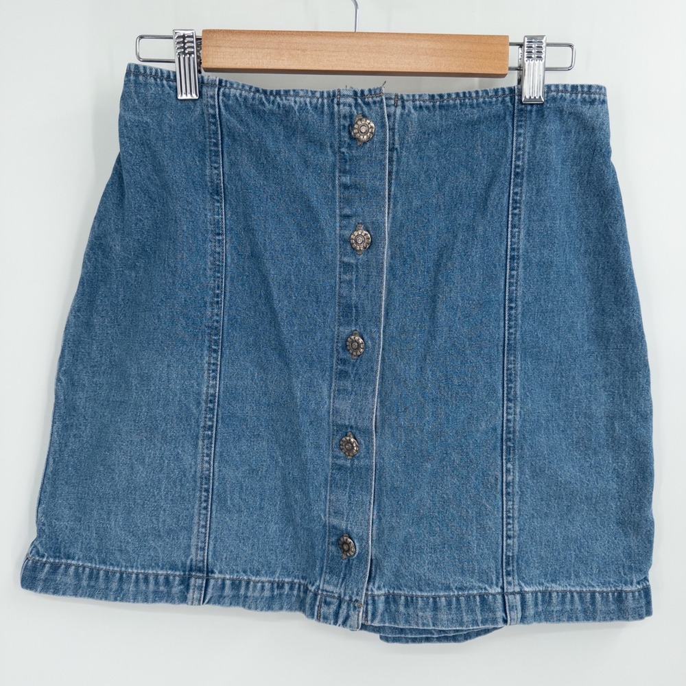 Vintage Y2K Denim Skort Size 10 Button Front High Waist 90s Retro Grunge Indie